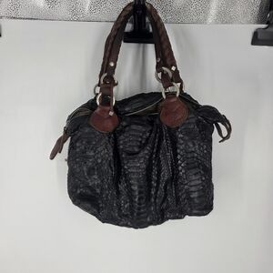 ​🐍 PAURIC SWEENEY VINTAGE Genuine Exotic Python Snakeskin Satchel 🇮🇹 Black